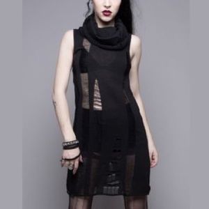 Distressed Black Widow Cocoon Sweater Dress